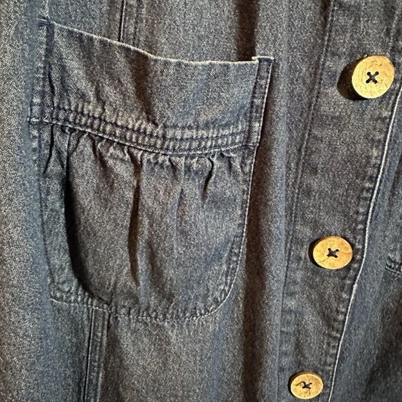 Vicki Blue Vtg 90's Womens Teacher Short Sleeve Jean Dress Dark Wash Denim Sz Lg - Picture 2 of 6